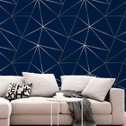 Papel De Parede Geométrico Azul Petróleo Auto Colante 3m