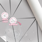 Papel De Parede Geométrico Branco Prata Auto Colante 3m A