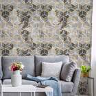 Papel De Parede Geométrico Cinza Com Dourado Mármore-60x300