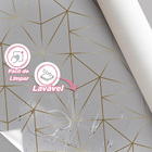 Papel De Parede Geométrico Cinza Fio Gold Auto Colante 3m