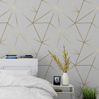 Papel De Parede Geométrico Cinza Fio Gold Auto Colante 3m