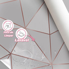 Papel De Parede Geométrico Cinza Fio Rosê Lavável 15m