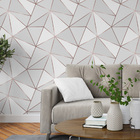 Papel De Parede Geométrico Cinza Fio Rosê Lavável 3m A