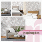 Papel De Parede Geométrico Cinza Fio Rosê Lavável 3m A