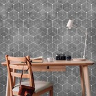 Papel De Parede Geométrico Com Cimento Queimado Escuro