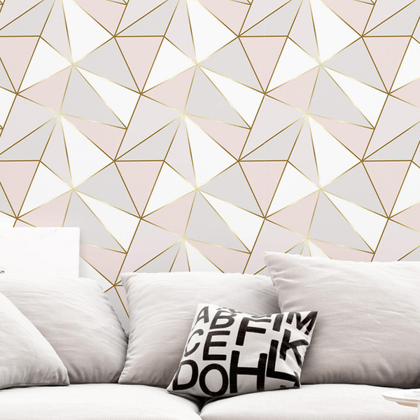 Papel De Parede Geométrico Decor Fio Gold Auto Colante 18m