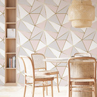 Papel De Parede Geométrico Decor Fio Gold Auto Colante 6m