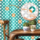 Papel De Parede Geométrico Em Tons De Laranja E Verde