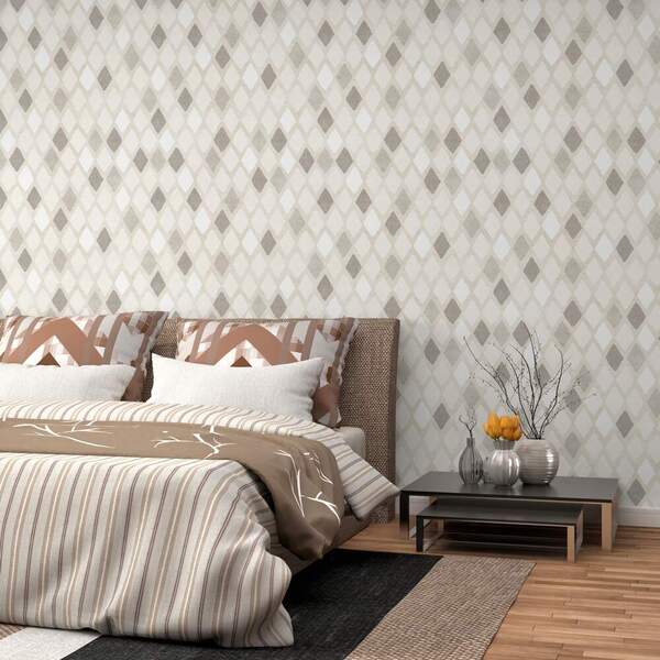 Papel De Parede Geomêtrico Escamas Tons De Bege-60x300cm