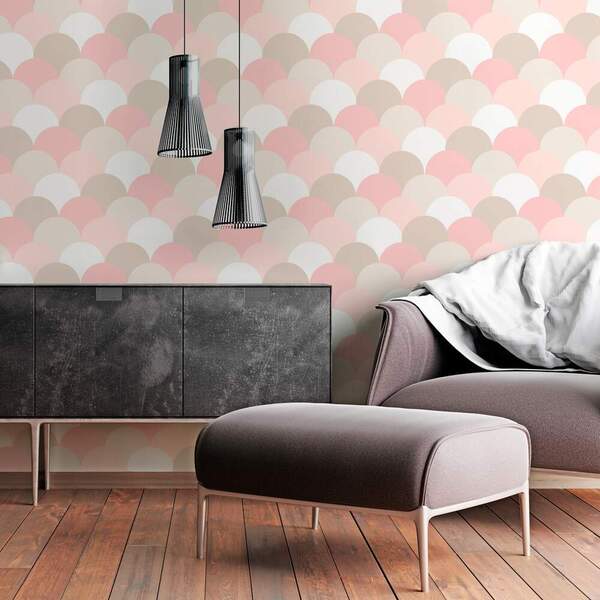 Papel De Parede Geomêtrico Escamas Tons De Rosa-60x300cm