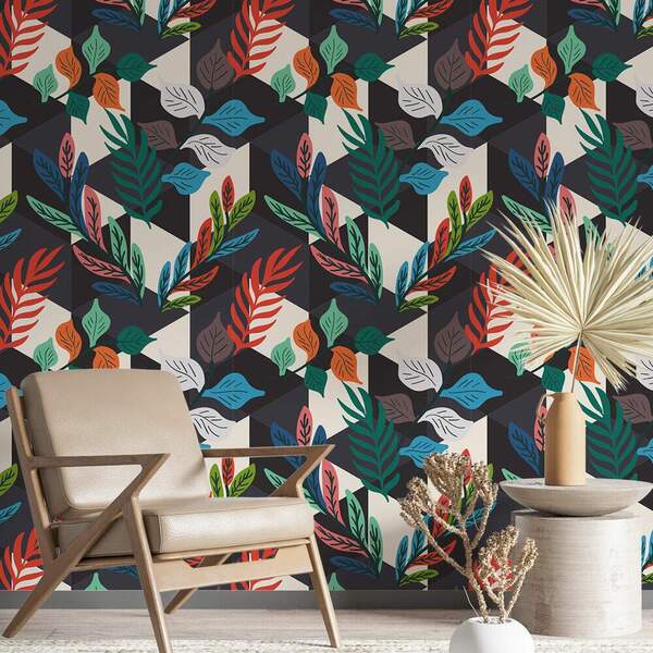 Papel De Parede Geométrico Floral 2-60x300cm