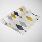 Papel De Parede Geomêtrico Losangos Dourado Com Azul-60x300