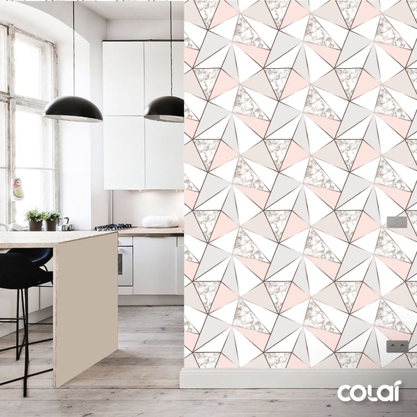 Papel De Parede Geométrico Mármore Silver Auto Colante 15m