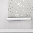 Papel De Parede Geométrico Mescla Silver Para Quarto E Sala