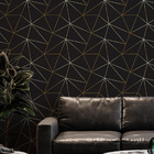 Papel De Parede Geométrico Negro Fio Gold Auto Colante 15m