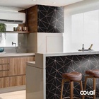 Papel De Parede Geométrico Negro Fio Rosê Auto Colante 12m