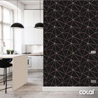 Papel De Parede Geométrico Negro Fio Rosê Auto Colante 12m