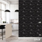 Papel De Parede Geométrico Negro Fio Silver Auto Colante 12m