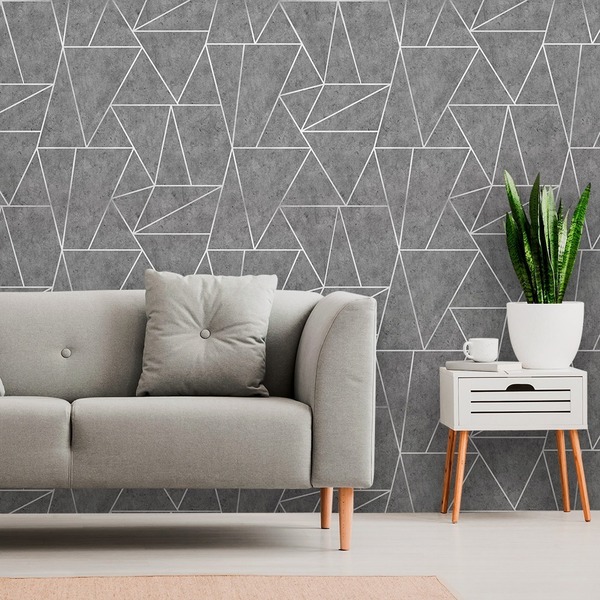 Papel De Parede Geométrico Premium Cimento Queimado