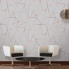 Papel De Parede Geométrico Premium Cinza Com Rose Gold