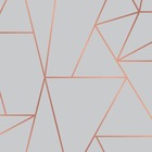 Papel De Parede Geométrico Premium Cinza Com Rose Gold