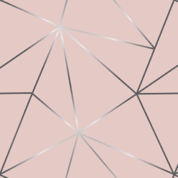 Papel De Parede Geométrico Rosê Fio Prata Auto Colante 18m