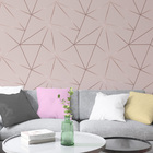 Papel De Parede Geométrico Rosê Fio Rosê Auto Colante 12m