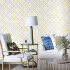 Papel De Parede Geométrico Tons Amarelo E Cinza - Coleção Oba