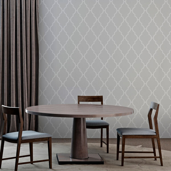 Papel De Parede Geomêtrico Treliça Branco Com Cinza-60x300cm