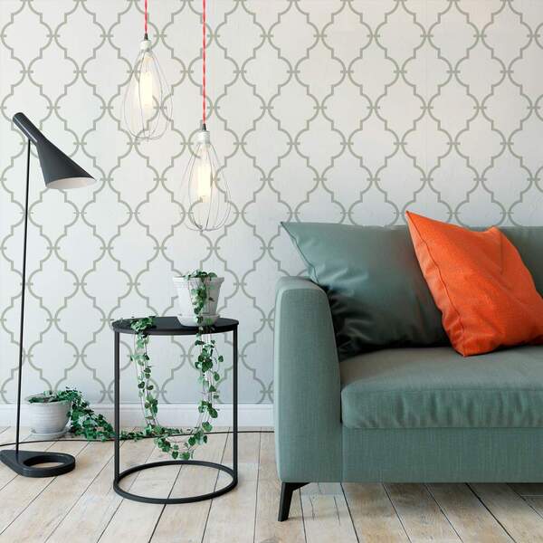 Papel De Parede Geomêtrico Treliça Cinza-60x300cm