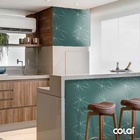 Papel De Parede Geométrico Verde Fio Silver Auto Colante 12m