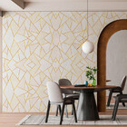 Papel De Parede Geométrico Zara Branco Rosa E Dourado 3 Metros