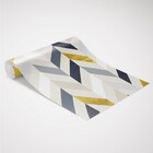 Papel De Parede Geomêtrico Zig Zag Azul E Dourado-60x300cm
