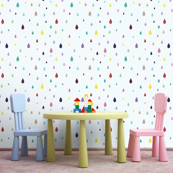 Papel De Parede Gotas Coloridas - 0 50 X 3 00 Metros