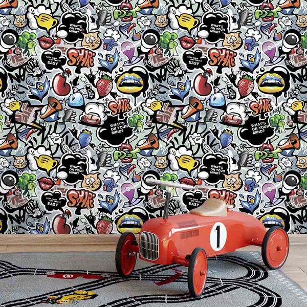 Papel De Parede Graffiti - 0 50 X 3 00 Metros