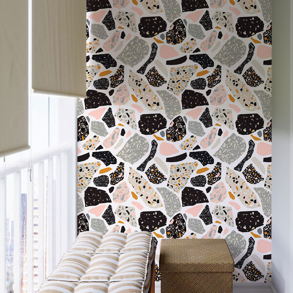 Papel De Parede Granilite Rosa E Coloridos Abstratos-60x300