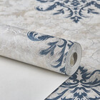 Papel De Parede Importado  Arabesco Azul Petroleo C/prata