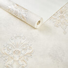 Papel De Parede Importado  Arabesco Dourado Com Cinza