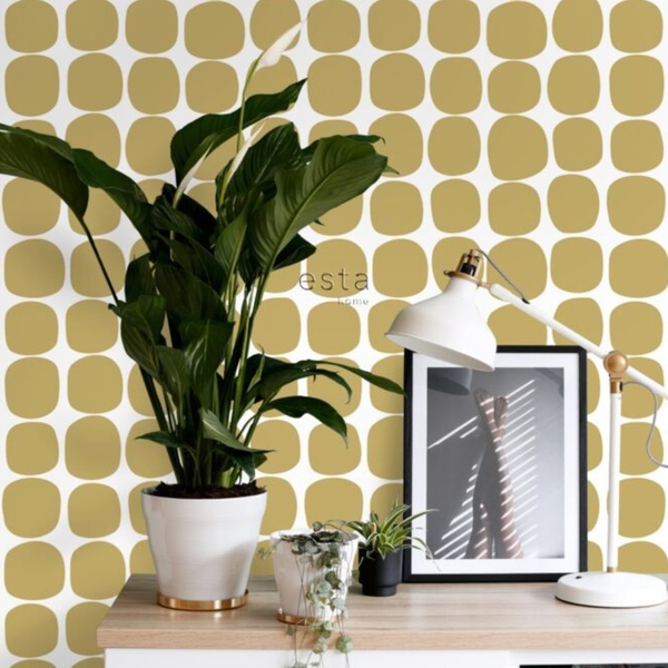 Papel De Parede Importado Amarelo Geométrico Quarto 4m²