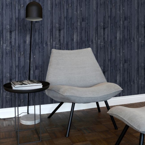 Papel De Parede Importado Azul Efeito Madeira Quarto 4m²