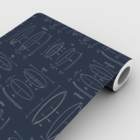 Papel De Parede Importado Azul Estampa de Prancha Surf 4m²