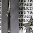 Papel De Parede Importado Cinza Estampado Letras Quarto 4m²