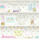 Papel De Parede Importado Estampa de Estante Quarto Menina De