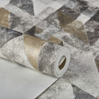 Papel De Parede Importado Geometrico Preto E Dourado