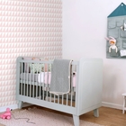 Papel De Parede Importado Geométrico Rosa E Branco Sala 4m²