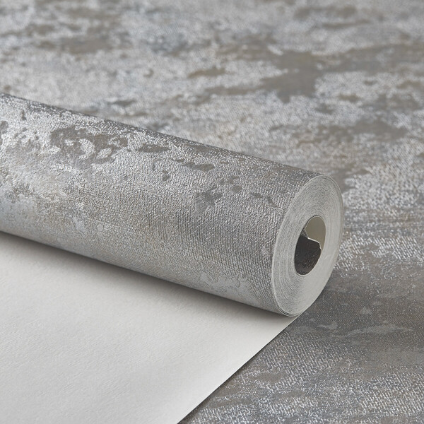 Papel De Parede Importado Manchado Prata Escuro