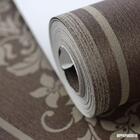 Papel De Parede Importado Marrom Faixa Floral