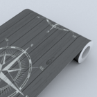 Papel De Parede Importado Preto Estampa de Bússola Quarto 4m²