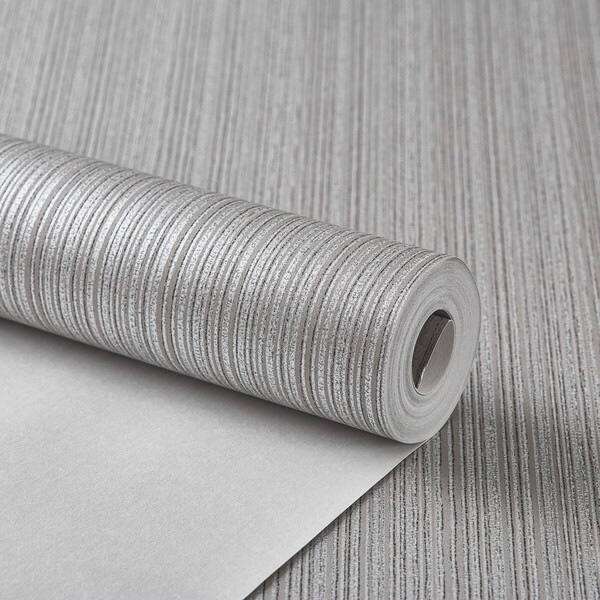Papel De Parede Importado Riscas Prateado