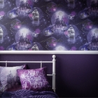 Papel De Parede Importado Roxo Estampado Castelo Quarto Infan